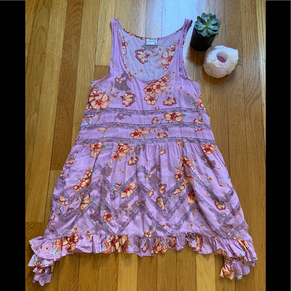 Free People Viole and Lace Trapeze Slip Dress